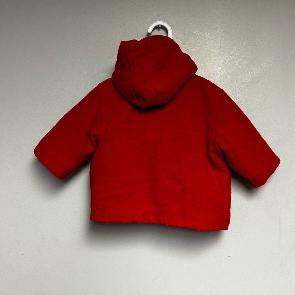 Baby boy infant toddler size 12 months red wool coat with metal clasp Christmas - Picture 3 of 5